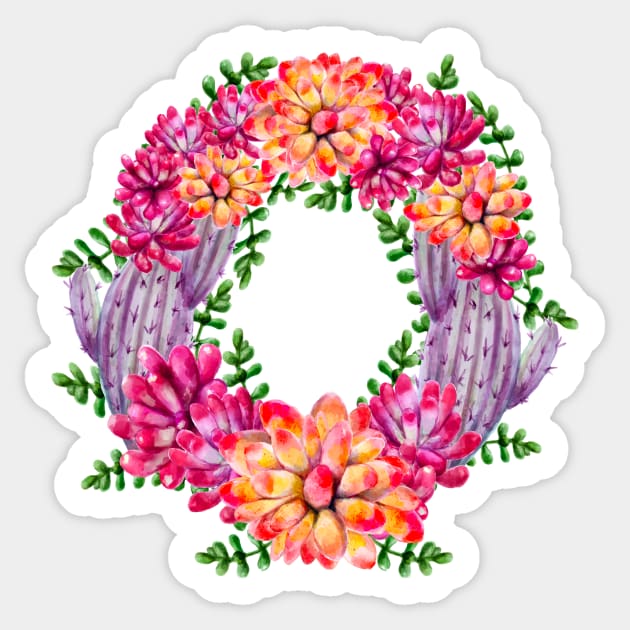 I Love Cacti and Succulents Wreath Sticker by Makanahele